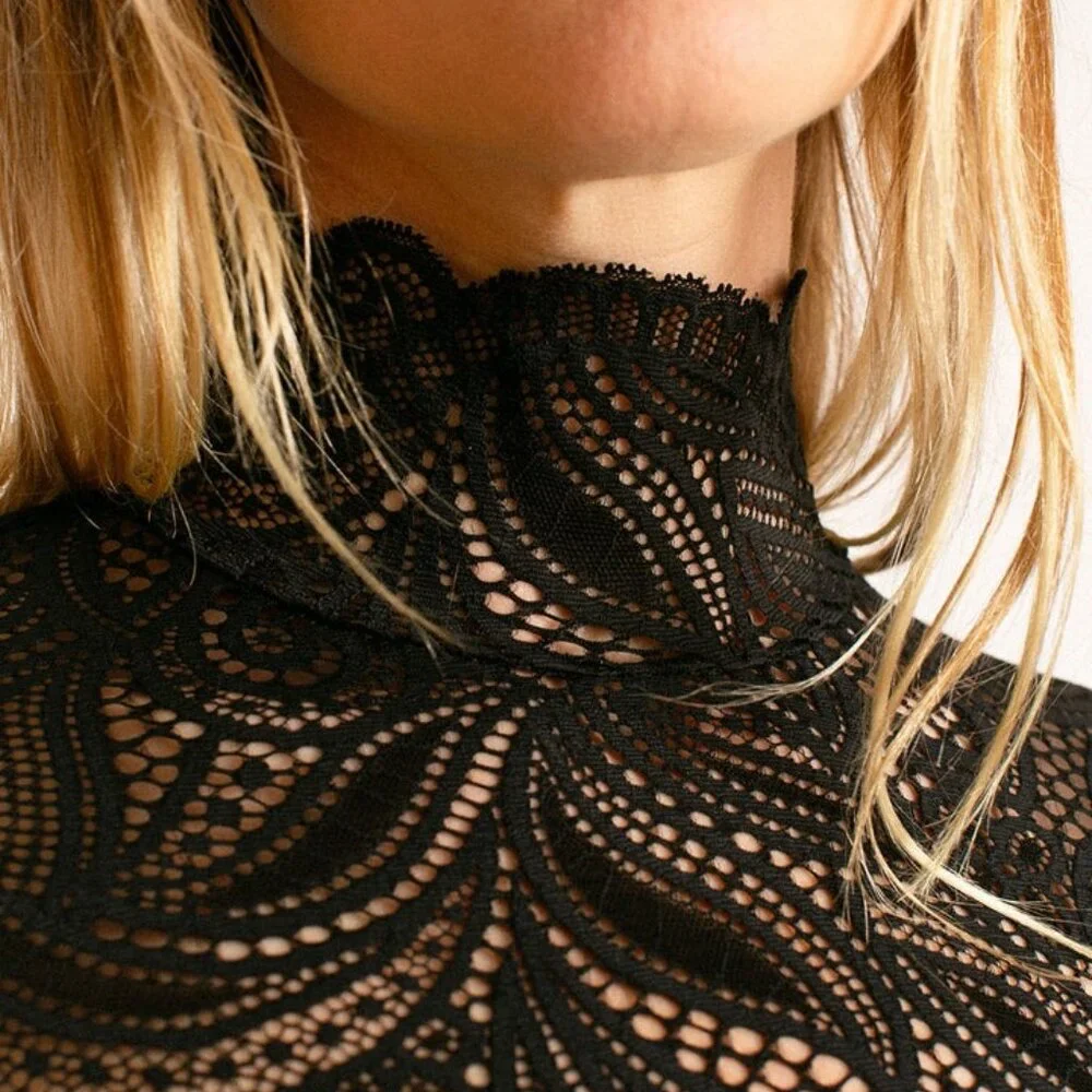 New Beaufille Rodin Blouse in Black lace mesh long sleeve sheer top - Picture 4 of 12
